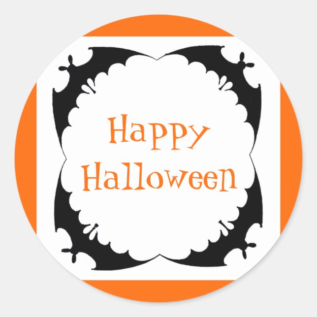 Sticker Rond Chauves-souris géantes Joyeux Halloween (Devant)
