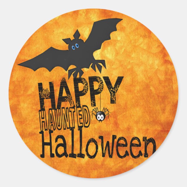 Sticker Rond chauves-souris heureux halloween (Devant)