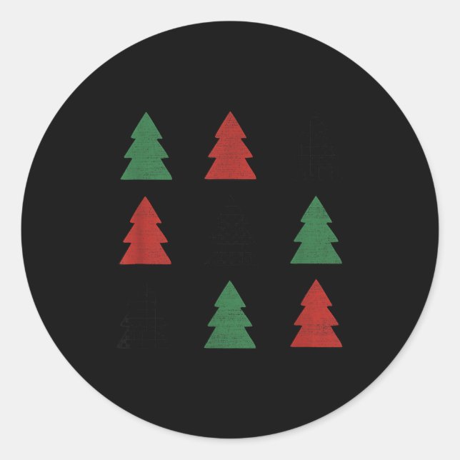 Sticker Rond Checkered Christmas Tree Graphic Crewneck Swea Fun (Devant)