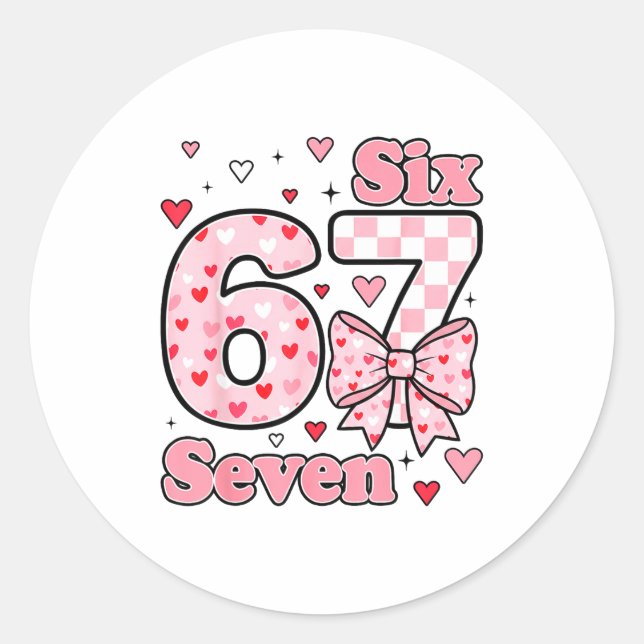 Sticker Rond Checkered Valentine Cute Six Seven 6 7 Meme Teens  (Devant)
