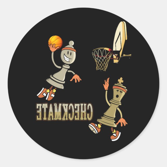 Sticker Rond Checkmate Chess Dunk Basketball Jeu Board King Pa (Devant)