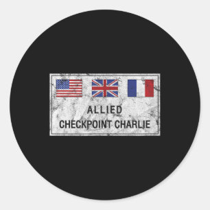 Sticker Rond Checkpoint Charlie Guerre froide Berlin Mur Est Al