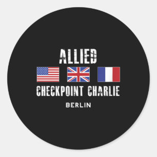 Sticker Rond Checkpoint Charlie Guerre froide Berlin Mur Est Al