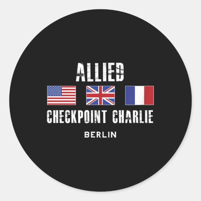 Sticker Rond Checkpoint Charlie Guerre froide Berlin Mur Est Al (Devant)