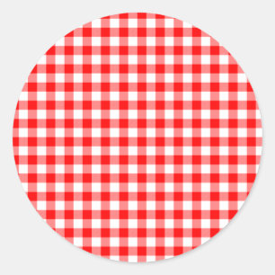 Sticker Rond Checks Red and White Gingham