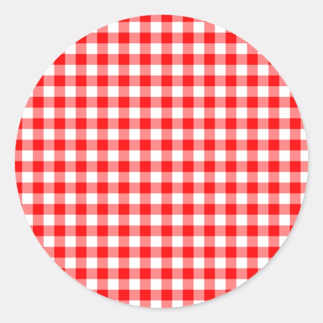 Sticker Rond Checks Red and White Gingham (Devant)