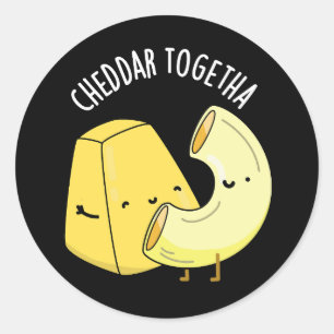 Sticker Rond Cheddar Ensemble Blague Nourriture Drôle Fond Somb