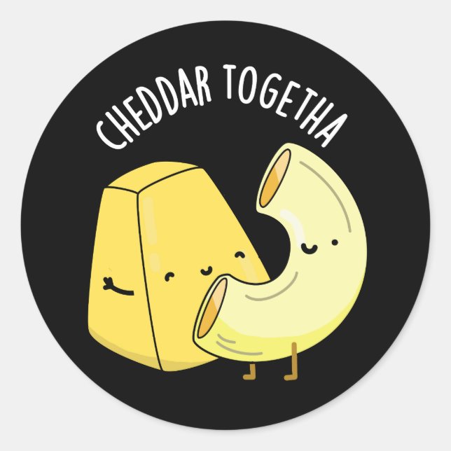 Sticker Rond Cheddar Ensemble Blague Nourriture Drôle Fond Somb (Devant)