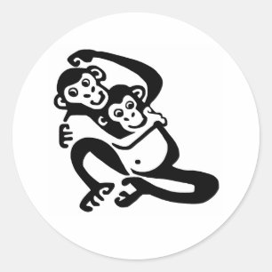 Sticker Rond Cheeky -BONOBO -Chimpanzé -Afrique -Faune