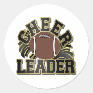 Sticker Rond Cheer Black et Gold avec Football et Poms
