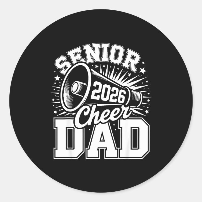 Sticker Rond Cheer Class Senior 2026 Proud 2026 Dad Cheerleader (Devant)