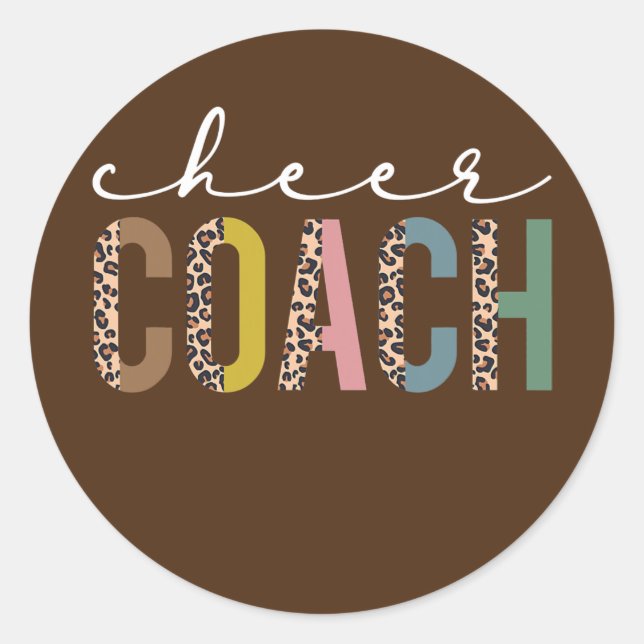 Sticker Rond Cheer Coach Leopard Meilleur Coach Cheer Jamais (Devant)