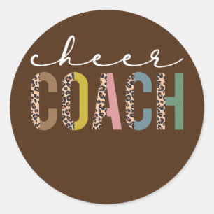 Sticker Rond Cheer Coach Leopard Meilleur Coach Cheer Jamais