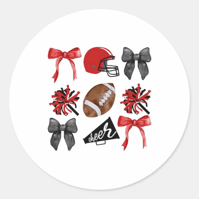Sticker Rond Cheer Coquette Bow Football Américain Thanksgi d'a (Devant)