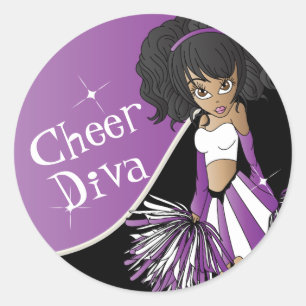Sticker Rond Cheer Diva Girl Pom-pom girl violette