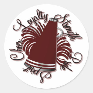 Sticker Rond Cheer Maroon et Qualités blanches