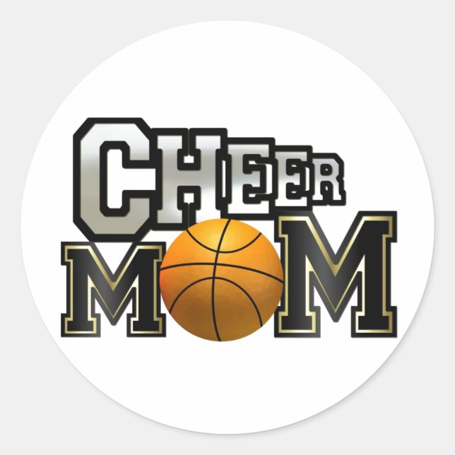 Sticker Rond Cheer Mom (basket-ball) (Devant)