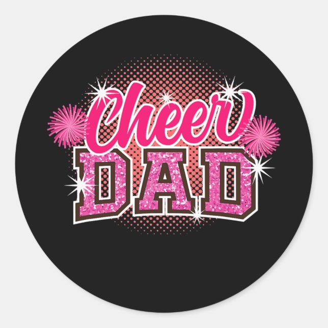 Sticker Rond Cheer Papa Fête des pères Pom-pom girl Papa Papa p (Devant)
