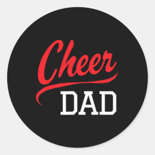 Sticker Rond Cheer Papa Menant Les Pom-Pom Girls En Rouge