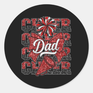Sticker Rond Cheer Papa Papa Nœud Sport Pom-pom girl Cheerleadi