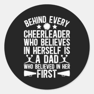 Sticker Rond Cheer Papa Qui Croyait Cheerleader Père Cheerle