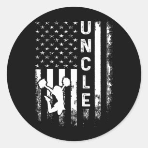 Sticker Rond Cheerleader Cheer Oncle America Drapeau Vintage No