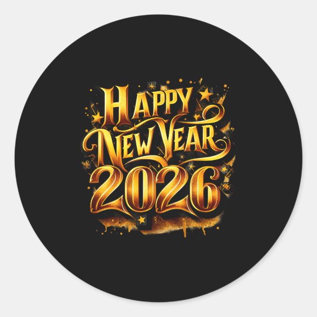 Sticker Rond Cheers To 2026 Happy New Year Party  (Devant)