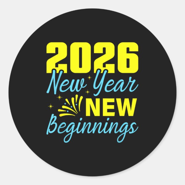 Sticker Rond Cheers To 2026 Happy New Year Party New Beginning  (Devant)