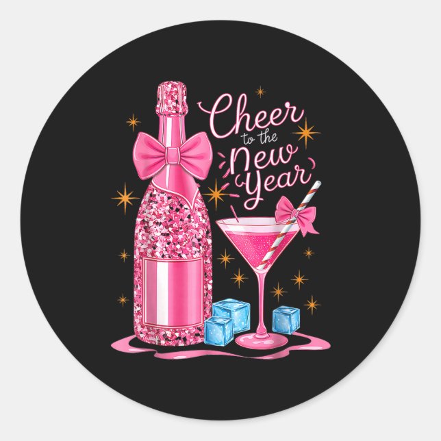 Sticker Rond Cheers To The New Year 2026 Champagne New Years Ev (Devant)