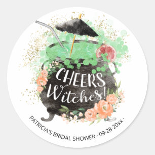 Sticker Rond Cheers Witches Cocktail Halloween Fête des mariées