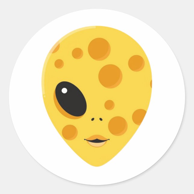 Sticker Rond Cheese Alien – Funny Dairy Art (Devant)
