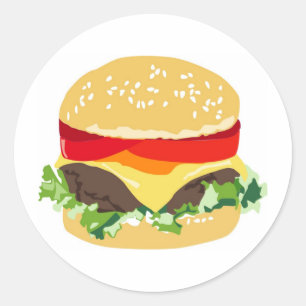 Sticker Rond Cheeseburger américain