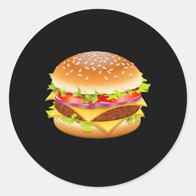 Sticker Rond Cheeseburger Hamburger Burger Drôle Nourriture Hal (Devant)