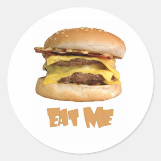 Sticker Rond Cheeseburger - Mangez-moi