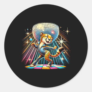 Sticker Rond Cheetah esthétique Disco Danseuse Éffrayante Danse