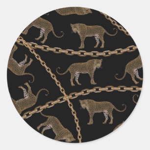 Sticker Rond Cheetah léopard doré