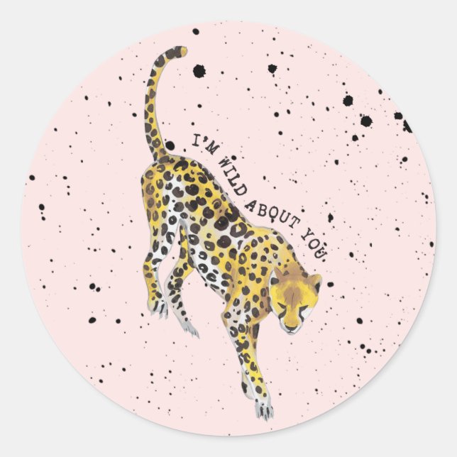 Sticker Rond Cheetah Wild À propos de vous Classe Valentine Pho (Devant)