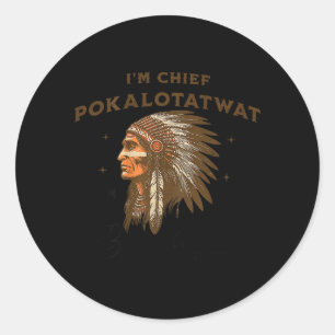 Sticker Rond Chef autochtone Pokalotatwat de la tribu ON