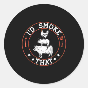 Sticker Rond Chef boucher bbq fumoir fume ce barbecue