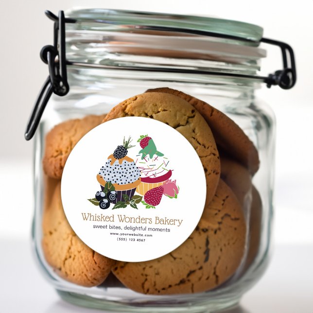 Sticker Rond Chef boulangerie Cupcake (Cupcake Bakery Chef Classic Round Sticker)