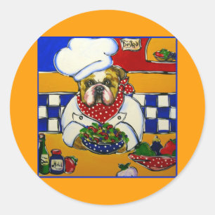 Sticker Rond Chef Bulldog