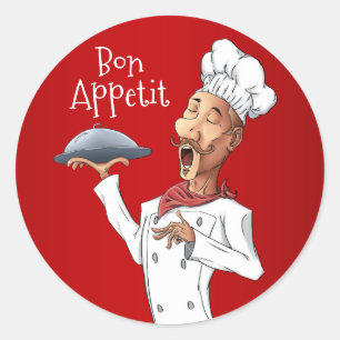 Sticker Rond Chef chanteur français sur Arrière - plan rouge