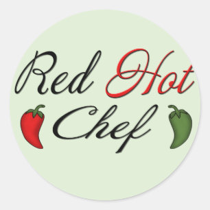Sticker Rond Chef chaud rouge