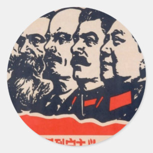 Sticker Rond Chef communiste de propagande Mao Stalin
