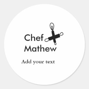 Sticker Rond Chef cuisinier ajouter nom texte hommes cuisine bo