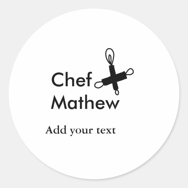 Sticker Rond Chef cuisinier ajouter nom texte hommes cuisine bo (Devant)