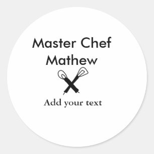 Sticker Rond Chef cuisinier cuisinier cuisinier ajouter nom de