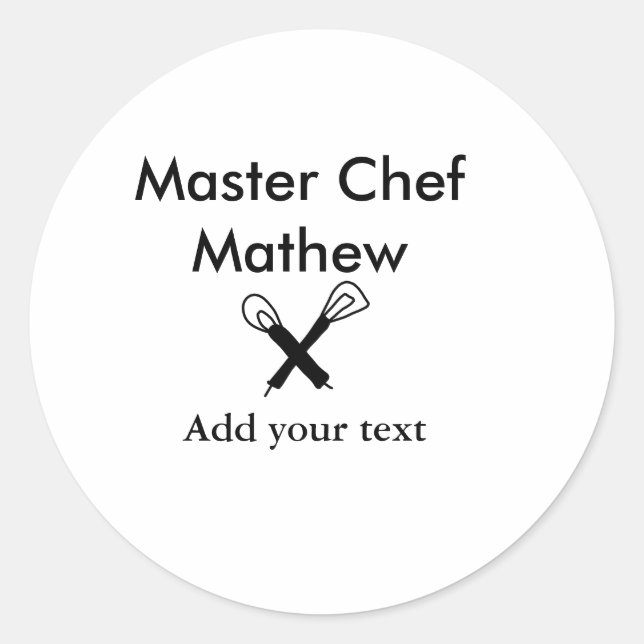 Sticker Rond Chef cuisinier cuisinier cuisinier ajouter nom de  (Devant)