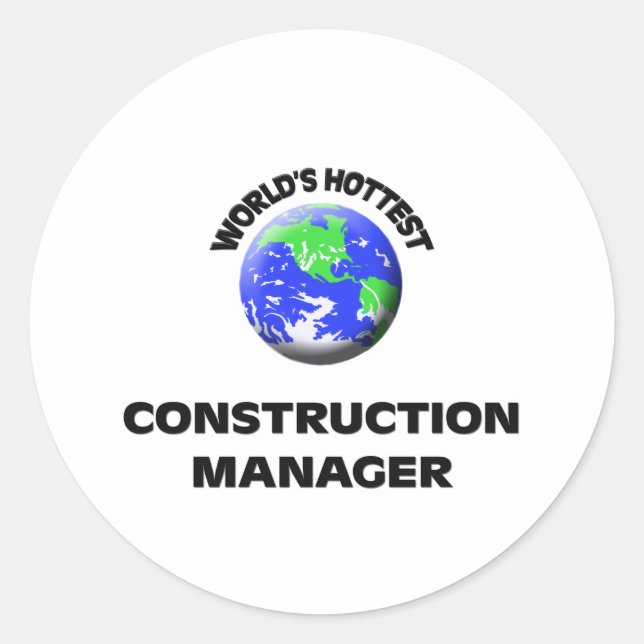 Sticker Rond Chef de construction le plus chaud au monde (Devant)