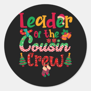Sticker Rond Chef de l'équipage Cousin Christmas Buffalo Red Pl